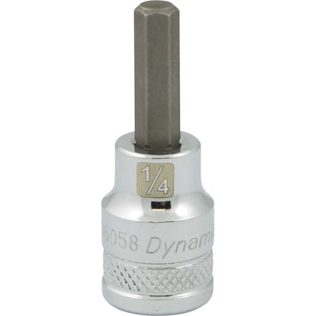 Dynamic Tools 3/8" Drive SAE Hex Head, 1/4" Bit Standard Length, Chrome Socket D006058